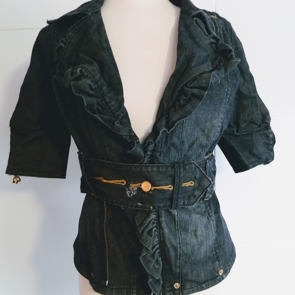 COPY - Dereon Womens Cropped Denim Jacket w Fleur de Lis